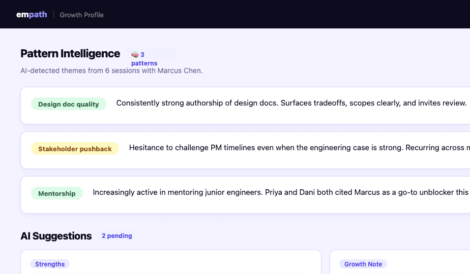 EMpath pattern intelligence and sentiment tracking for engineering teams
